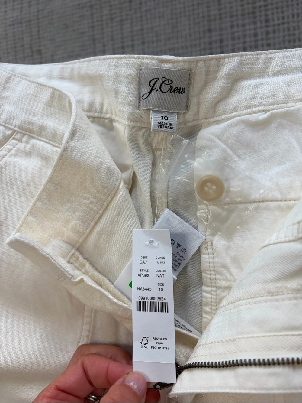 NWT J. Crew women’s Off-White Utility Chino Pants
